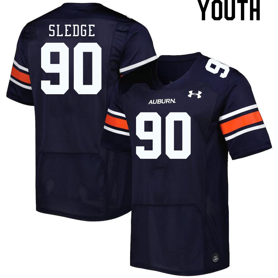 Youth #90 Enyce Sledge Auburn Tigers College Football Jerseys Stitched-Navy